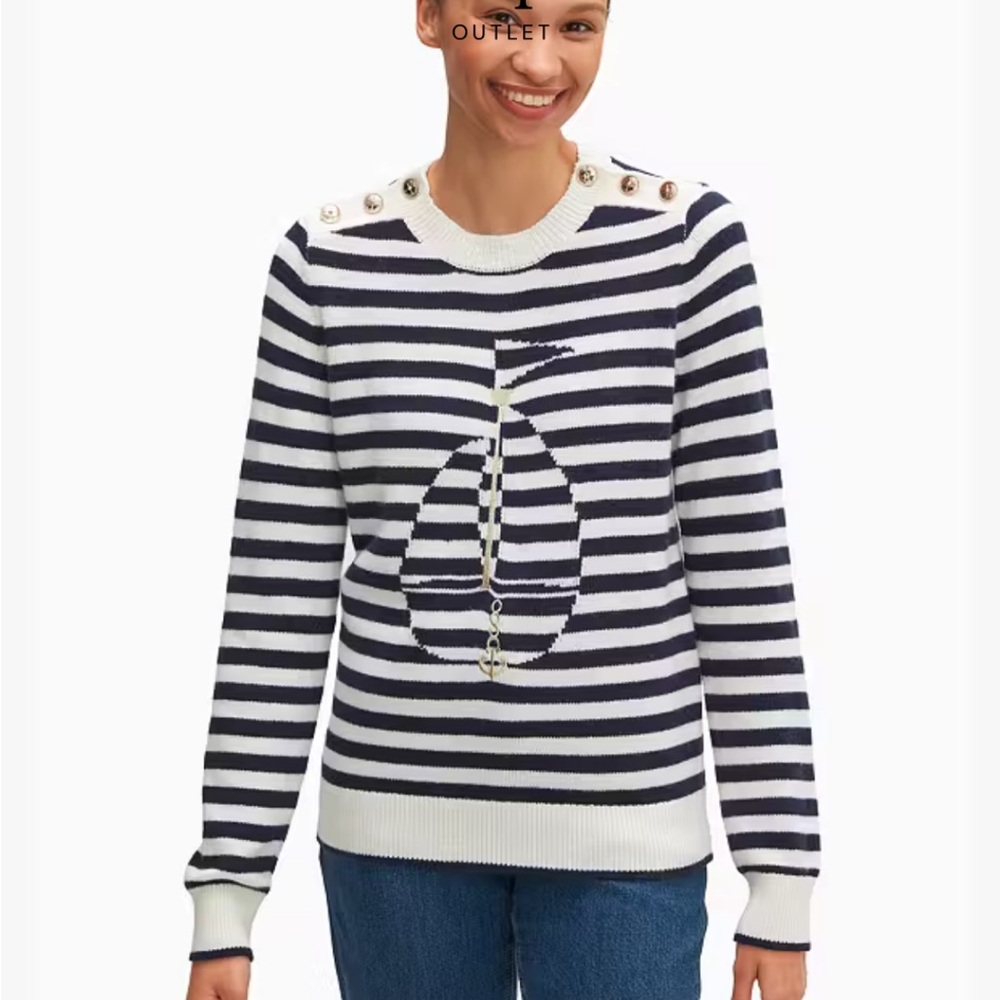Kate Spade Navy and Cream Sailboat Striped Sweater